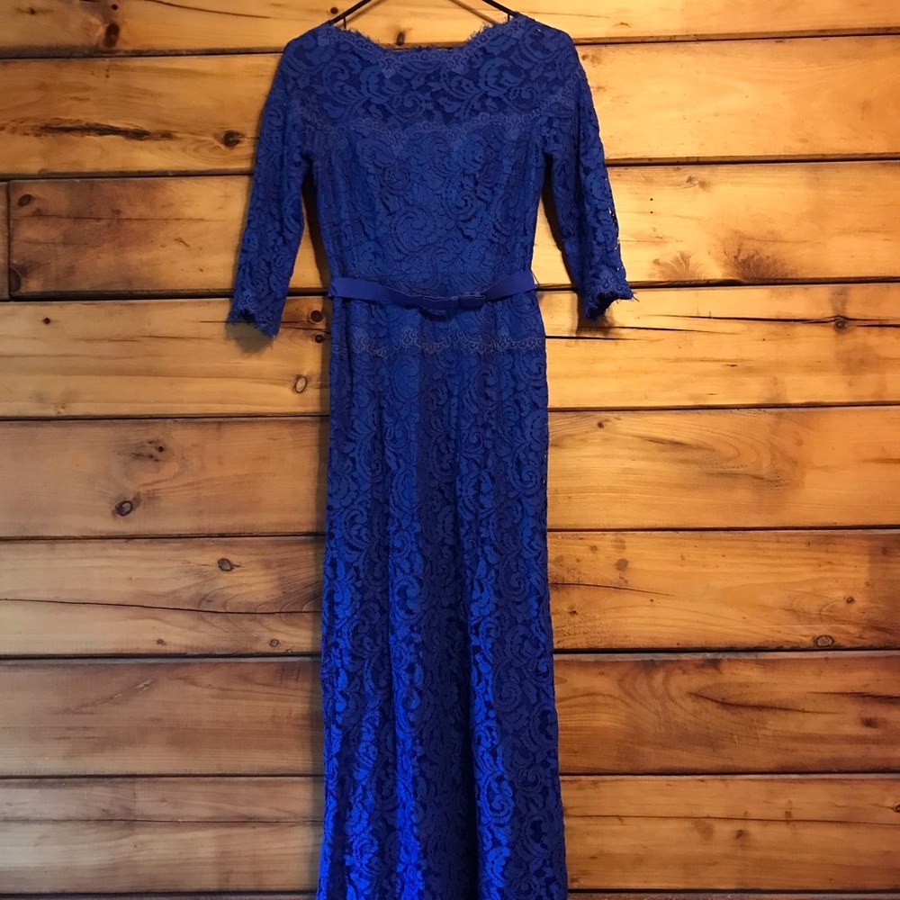 Tadashi Shoji 6P Blue Lace Gown